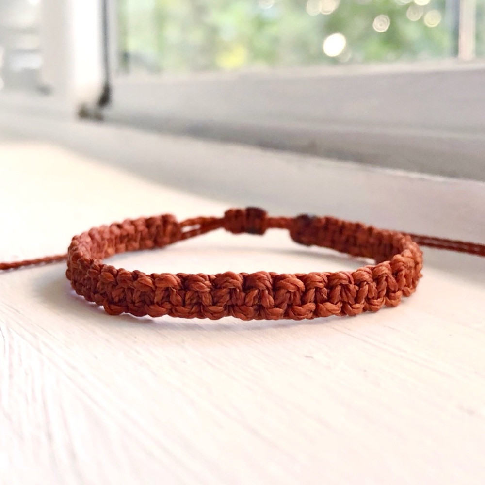 Old Copper Square-knot Macrame Bracelet